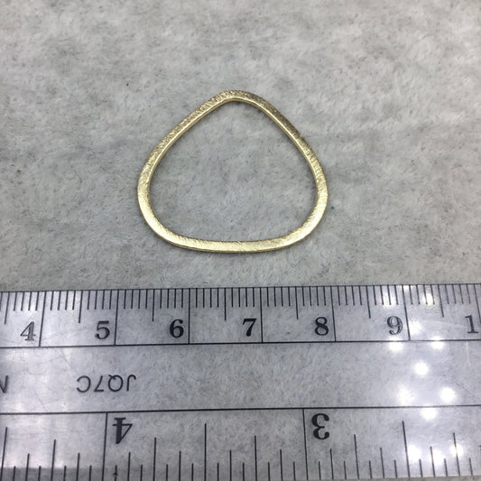 28mm x 28mm Gold Brushed Finish Open Teardrop Shaped Plated Copper Components - Sold in Pre-Counted Bulk Packs of 10 Pieces - (475-GD)
