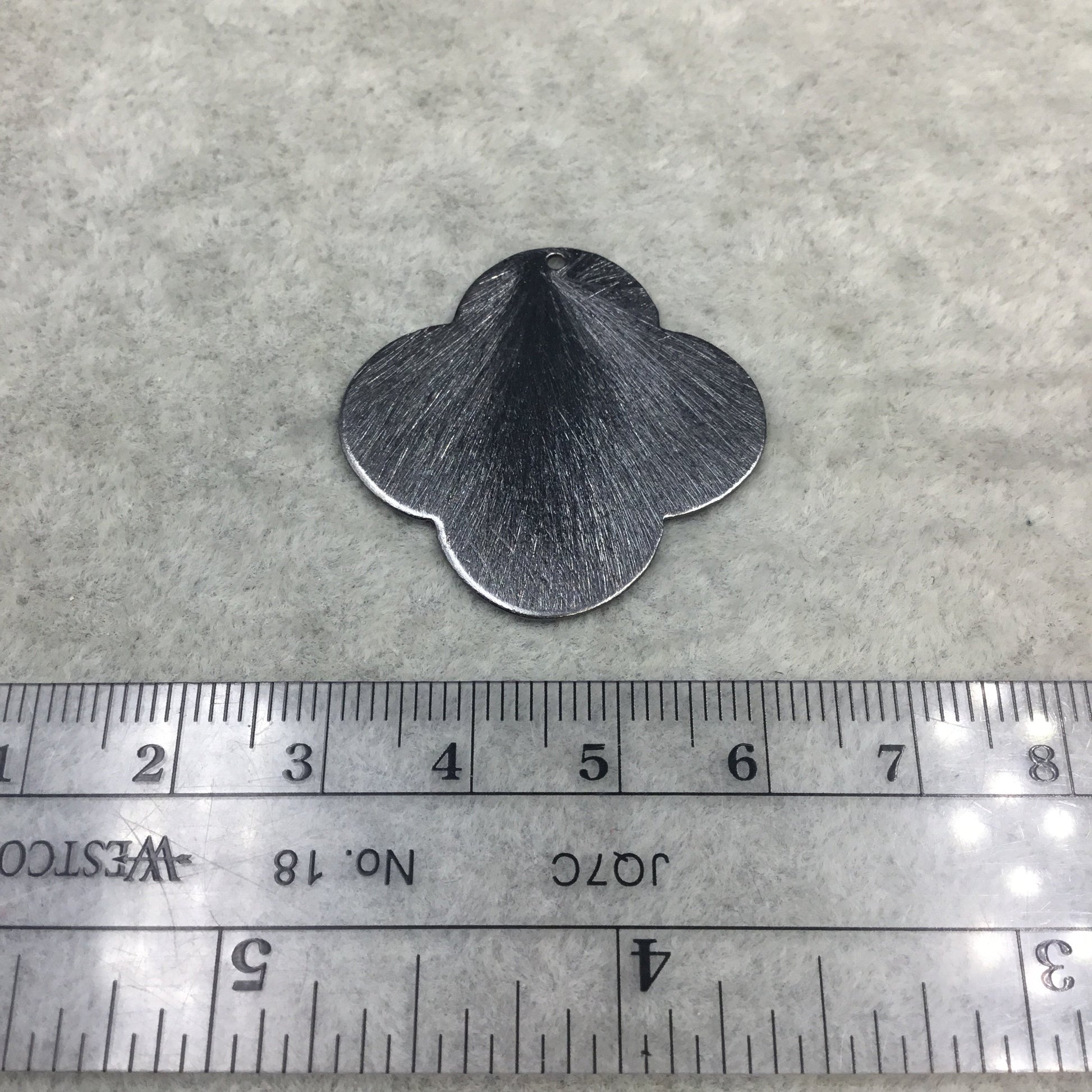 33mm Gunmetal Brushed Finish Blank Quatrefoil Shaped Plated Copper Components - Sold in Pre-Counted Bulk Packs of 10 Pieces - (063-GM)