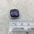 Sterling Silver Faceted Amethyst (Lab Created) Quartz Square Shaped Bezel Pendant - Measuring 15mm x 15mm - Sold Individually