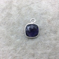 Sterling Silver Faceted Amethyst (Lab Created) Quartz Square Shaped Bezel Pendant - Measuring 10mm x 10mm - Sold Individually