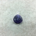 Sterling Silver Faceted Amethyst (Lab Created) Quartz Teardrop/Heart Shaped Bezel Connector - Measuring 15mm x 15mm - Sold Individually