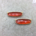 Gold Vermeil Faceted Orange Hydro (Lab Created) Quartz Long Oval Shaped Bezel Connector - Measuring 12mm x 38mm - Sold Individually