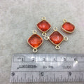 Jeweler's Lot Gold Vermeil Faceted Orange Hydro (Lab Made) Quartz Assorted 4 Bezel Pendants/Connectors ~ 15mm x 15mm - Sold As Shown