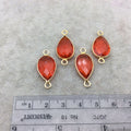Jeweler's Lot Gold Vermeil Faceted Orange Hydro (Lab Made) Quartz Assorted 4 Bezel Pendants/Connectors ~ 12mm x 17mm - Sold As Shown