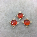 Jeweler's Lot Gold Vermeil Faceted Orange Hydro (Lab Made) Quartz Assorted 3 Bezel Pendants/Connectors ~ 15mm x 15mm - Sold As Shown