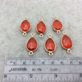 Jeweler's Lot Gold Vermeil Faceted Orange Hydro (Lab Made) Quartz Assorted 6 Bezel Pendants/Connectors ~ 12mm x 17mm - Sold As Shown