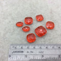 Jeweler's Lot Loose Stones Faceted Two Sided Orange Hydro (Lab Made) Quartz Assorted 7 Pieces  ~ 12mm - 18mm - Sold As Shown