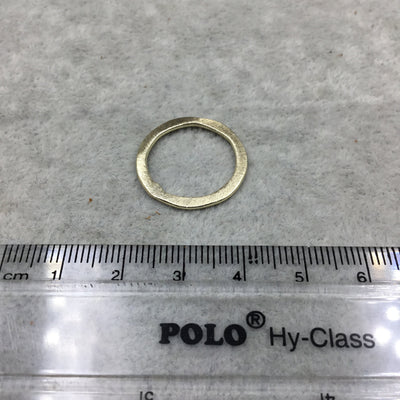21mm Gold Brushed Finish Open Hammered Circle/Ring/Hoop Shaped Plated Copper Components - Sold in Packs of 10 Pieces - (484-GD)