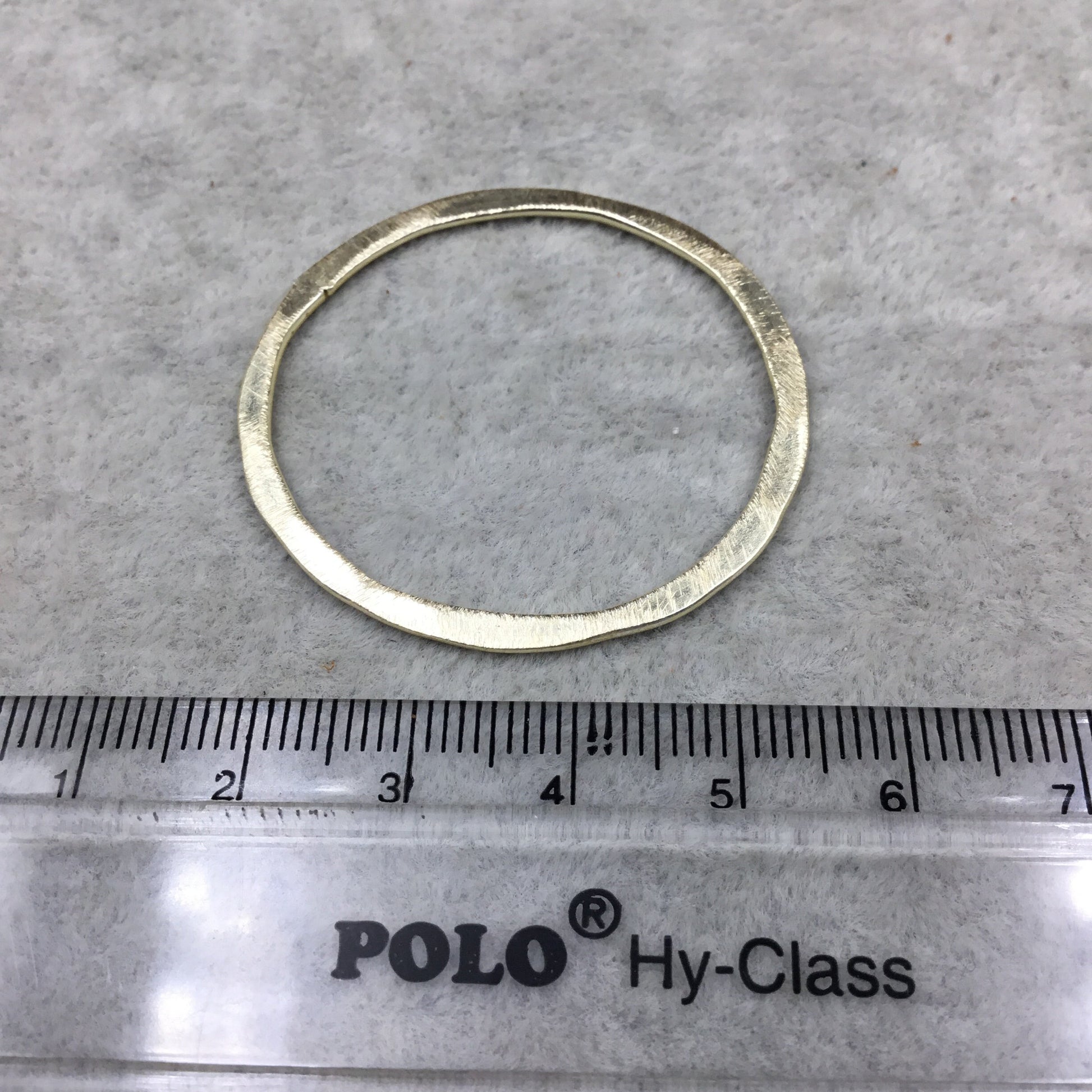 28mm Gold Brushed Finish Open Hammered Circle/Ring/Hoop Shaped Plated Copper Components - Sold in Packs of 10 Pieces - (485-GD)