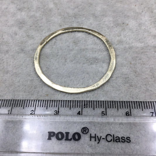28mm Gold Brushed Finish Open Hammered Circle/Ring/Hoop Shaped Plated Copper Components - Sold in Packs of 10 Pieces - (485-GD)