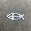 10mm x 25mm Fish Shape with Cross Cut out (Ichthys) Silver Brushed Finish Copper Components - Sold in Packs of 10 (496-SV)