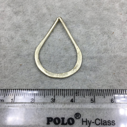 26mm x 40mm Gold Finish Open (Hammered Bottom) Teardrop Shaped Plated Copper Components - Sold in Packs of 10 Pieces - (118-GD)