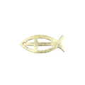10mm x 25mm Fish Shape with Cross Cut out (Ichthys) Gold Brushed Finish Copper Components - Sold in Packs of 10 (496-GD)