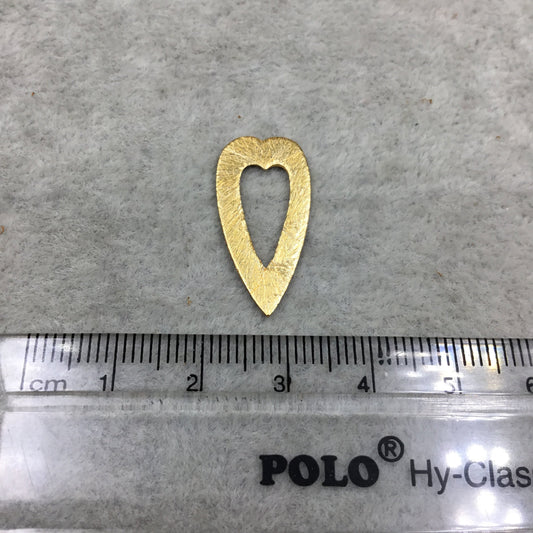 12mm x 25mm Small Gold Brushed Plated Copper Thick open Heart Shaped Un-drilled Components - Sold in Packs of 10 (498-GD)