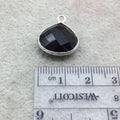 Sterling Silver Faceted Dark Olive (Lab Created) Quartz Heart/Teardrop Shaped Bezel Pendant - Measuring 15mm x 15mm - Sold Individually