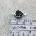 Sterling Silver Faceted Dark Olive (Lab Created) Quartz Heart Shaped Bezel Connector - Measuring 12mm x 12mm - Sold Individually