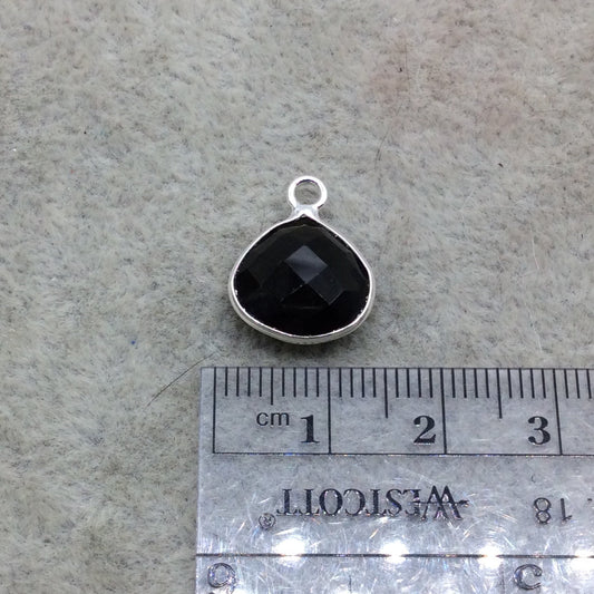 Sterling Silver Faceted Dark Olive (Lab Created) Quartz Heart Shaped Bezel Pendant - Measuring 12mm x 12mm - Sold Individually
