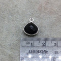 Sterling Silver Faceted Dark Olive (Lab Created) Quartz Heart Shaped Bezel Pendant - Measuring 12mm x 12mm - Sold Individually