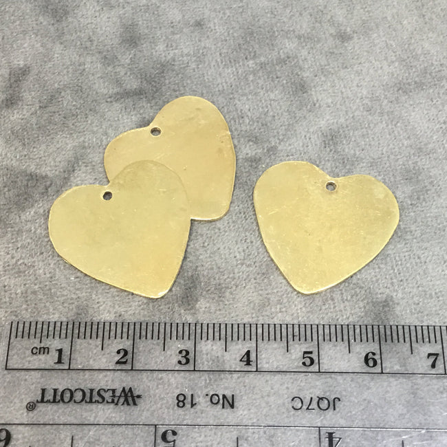 26mm x 27mm Gold Plated Brass Rustic Handmade Heart Blank Pendant/Charm with One 1.5mm Drilled Hole - Hand-Cut, Sold Individually