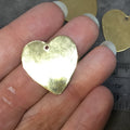 26mm x 27mm Gold Plated Brass Rustic Handmade Heart Blank Pendant/Charm with One 1.5mm Drilled Hole - Hand-Cut, Sold Individually