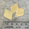 22mm x 33mm Gold Plated Brass Rustic Handmade Diamond Blank Connector with Two 1.5mm Drilled Holes - Hand-Cut, Sold Individually