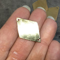 22mm x 33mm Gold Plated Brass Rustic Handmade Diamond Blank Connector with Two 1.5mm Drilled Holes - Hand-Cut, Sold Individually