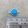 Sterling Silver Faceted Flat Back Dyed Veined Blue Howlite Heart Shaped Bezel Connector - Measuring 15mm x 15mm - Sold Individually