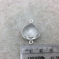 Sterling Silver Faceted Clear (Lab Created) Quartz Heart Shaped Bezel Connector - Measuring 18mm x 18mm - Sold Individually