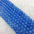 8mm Faceted Mixed Denim Blue Agate Round/Ball Shaped Beads - 15" Strand (Approximately 48 Beads) - Natural Semi-Precious Gemstone