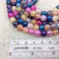 8mm Faceted Mixed Cream/Pink/Blue Agate Round/Ball Shaped Beads - 15" Strand (Approximately 48 Beads) - Natural Semi-Precious Gemstone