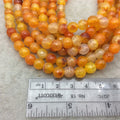 8mm Faceted Mixed Yellow/Orange Agate Round/Ball Shaped Beads - 14.75" Strand (Approximately 48 Beads) - Natural Semi-Precious Gemstone