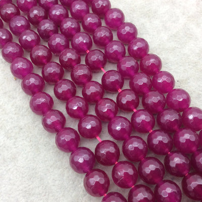 10mm Faceted Berry Pink/Purple Agate Round/Ball Shaped Beads - 15" Strand (Approximately 38 Beads) - Natural Semi-Precious Gemstone
