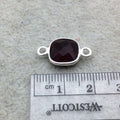Sterling Silver Faceted Deepest Red (Lab Created) Quartz Square Shaped Bezel Connector - Measuring 10mm x 10mm - Sold Individually