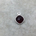 Sterling Silver Faceted Deepest Red (Lab Created) Quartz Diamond Shaped Bezel Pendant - Measuring 10mm x 10mm - Sold Individually