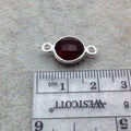 Sterling Silver Faceted Deepest Red (Lab Created) Quartz Round Shaped Bezel Connector - Measuring 10mm x 10mm - Sold Individually