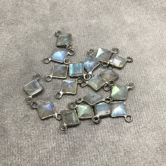 Labradorite Bezel | Gunmetal Sterling Silver Pointed/Cut Stone Faceted Diamond Shaped Connectors - Measuring 5mm x 5mm- BULK PACK of Six (6)