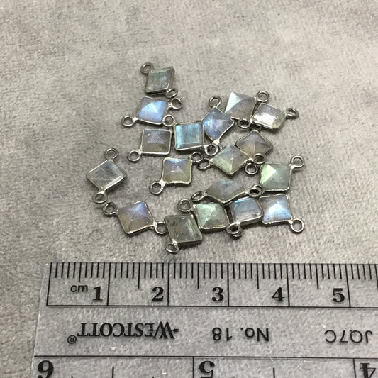 Labradorite Bezel | Gunmetal Sterling Silver Pointed/Cut Stone Faceted Diamond Shaped Connectors - Measuring 5mm x 5mm- BULK PACK of Six (6)