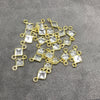 BULK PACK of Six (6) Gold Sterling Silver Pointed/Cut Stone Faceted Diamond Shaped Clear Quartz Bezel Connectors - Measuring 4 x 4mm