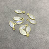 BULK PACK of Six (6) Gold Sterling Silver Pointed/Cut Stone Faceted Marquise Shaped Moonstone Bezel Pendants - Measuring 4mm x 8mm