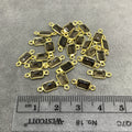 BULK PACK of Six (6) Gold Sterling Silver Pointed/Cut Stone Faceted Rectangle Shaped Smoky Quartz Bezel Connectors - Measuring 4mm x 6mm