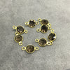 BULK PACK of Six (6) Gold Sterling Silver Pointed/Cut Stone Faceted Round/Coin Shaped Smoky Quartz Bezel Connectors - Measuring 6 x 6mm
