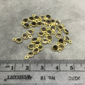 BULK PACK of Six (6) Gold Sterling Silver Pointed/Cut Stone Faceted Round/Coin Shaped Smoky Quartz Bezel Pendants - Measuring 4mm x 4mm