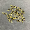 BULK PACK of Six (6) Gold Sterling Silver Pointed/Cut Stone Faceted Round/Coin Shaped Smoky Quartz Bezel Connectors - Measuring 4 x 4mm