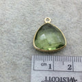 Gold Vermeil Faceted Pale Green Hydro (Lab Created) Quartz Trillion Shaped Bezel Pendant - Measuring 15mm x 15mm - Sold Individually