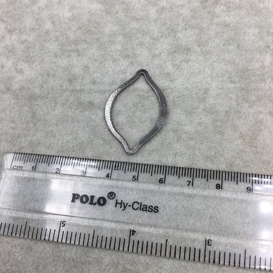 25mm x 35mm Gunmetal Brushed Finish Open Marquise Shaped Plated Copper Components - Sold in Pre-Counted Bulk Packs of 10 Pieces - (078-GM)