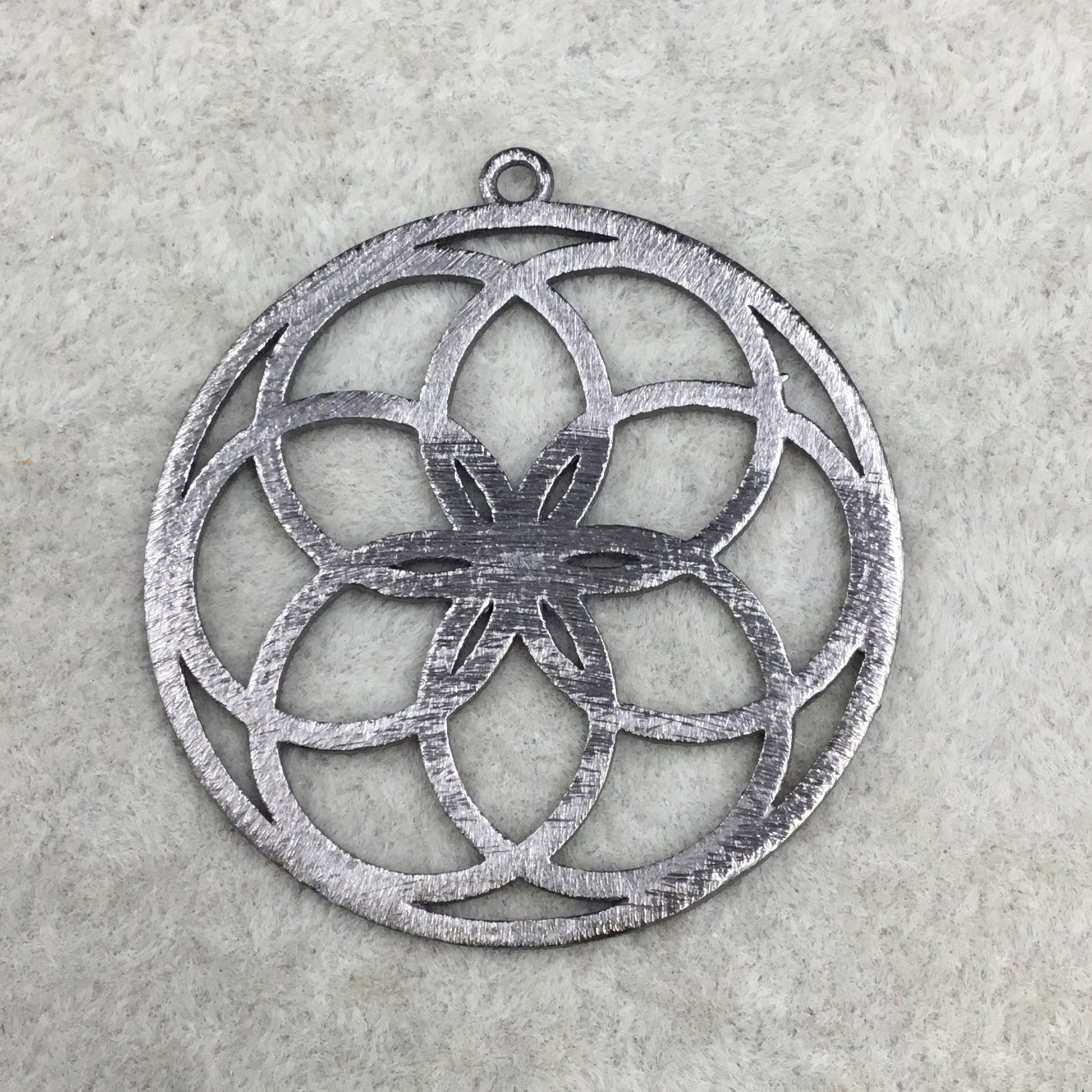 Gunmetal Plated Floral Seed of Life Cutout Circle Shaped Brushed Finish Copper Components - Measuring 42mm x 42mm - Sold in Packs of 10