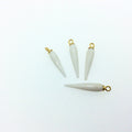 White Quartz Bezel | Small Gold Plated Sterling Silver Finish Faceted Spike Opaque Component - 7mm x 22-25mm - Sold Per Each