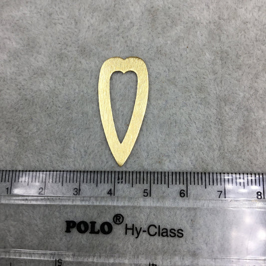 15mm x 33mm Gold Brushed Plated Copper Thick Open Heart Shaped Un-drilled Components - Sold in Packs of 10 (499-GD)