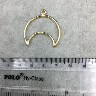 28mm x 30mm Gold Plated Copper Open Crescent Shaped Pendant Components (One Ring) - Sold in Bulk Packs of 10 (500-GD)