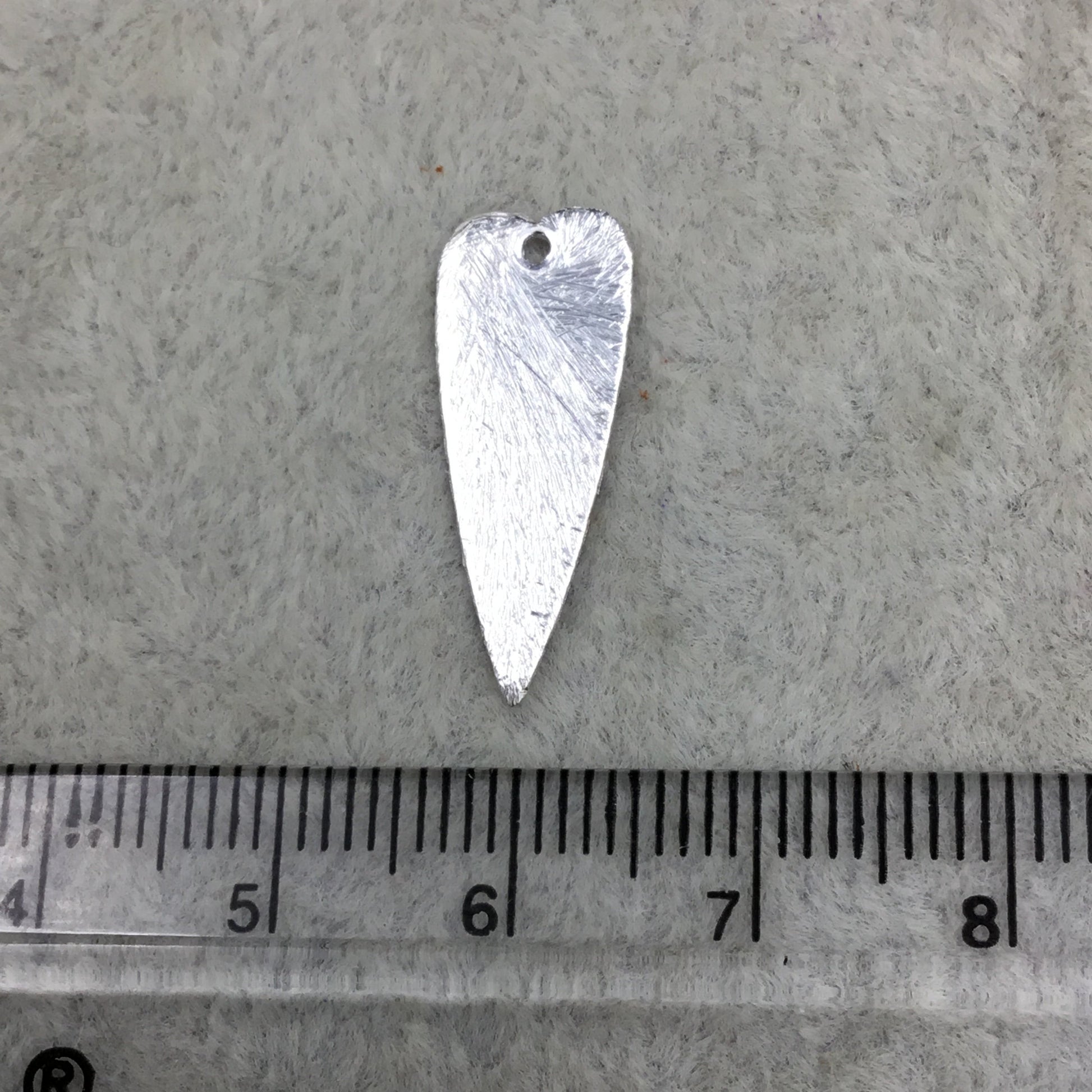 8mm x 20mm Small Sized Silver Plated Copper Skinny Pointed Heart Shaped Pendant/Charm Components - Sold in Packs of 10 (503-SV)